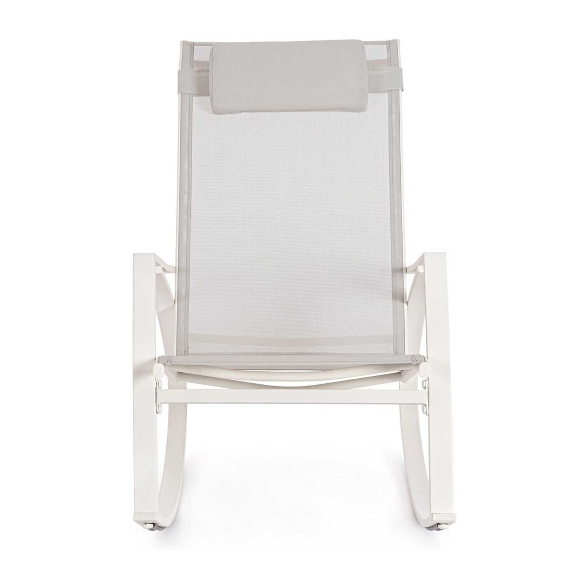 Poltrona a dondolo ILLETAS in acciaio e textilene beige