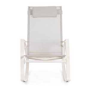 Poltrona a dondolo ILLETAS in acciaio e textilene beige