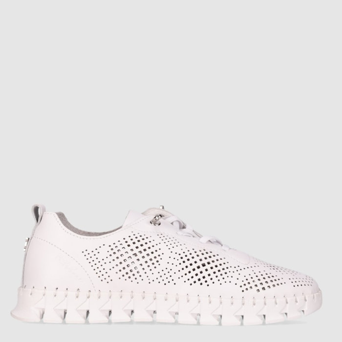 Zapatos de Piel - Blanco - Tacón: Bajo