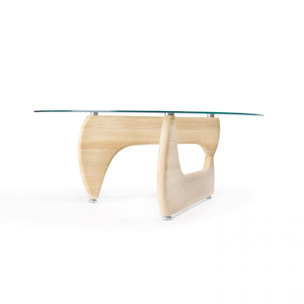 Mesa de centro Leyna Cristal transparente - Madera clara