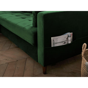 Anna - canapé d'angle gauche - 4 places - convertible avec coffre - en velours - Vert