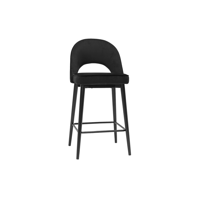 Tabouret de bar design en velours noir et métal H69 cm BELLEROSE