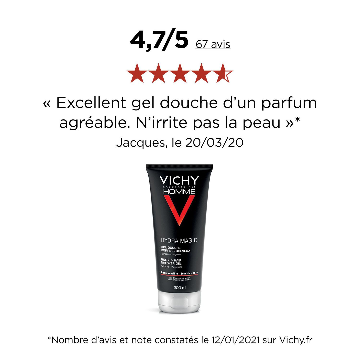 Vichy Homme - Duo Gel Douche Hydratant Revigorant 2x200 ml