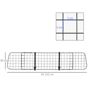 Rejilla de Seguridad de Coche Perros Extensible Barrera Protectora 91-152x30 cm