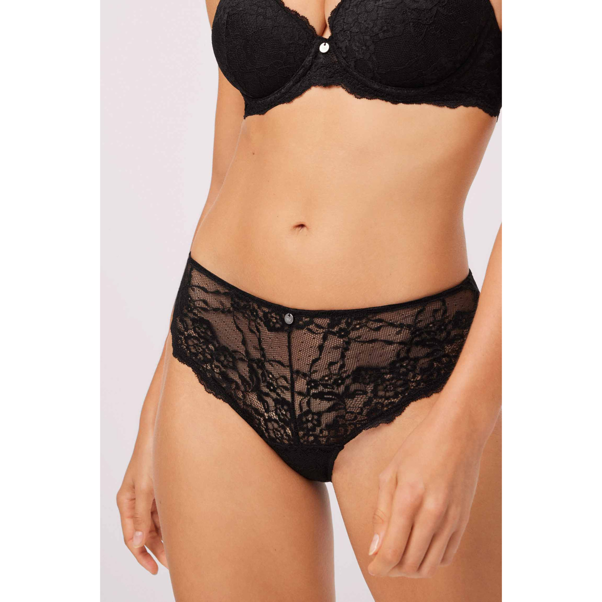 Slip midi in pizzo nero
