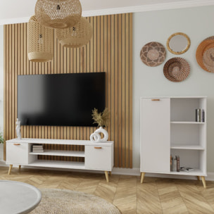 Mobile Porta TV Focus 135 in Stile Scandinavo Bianco
