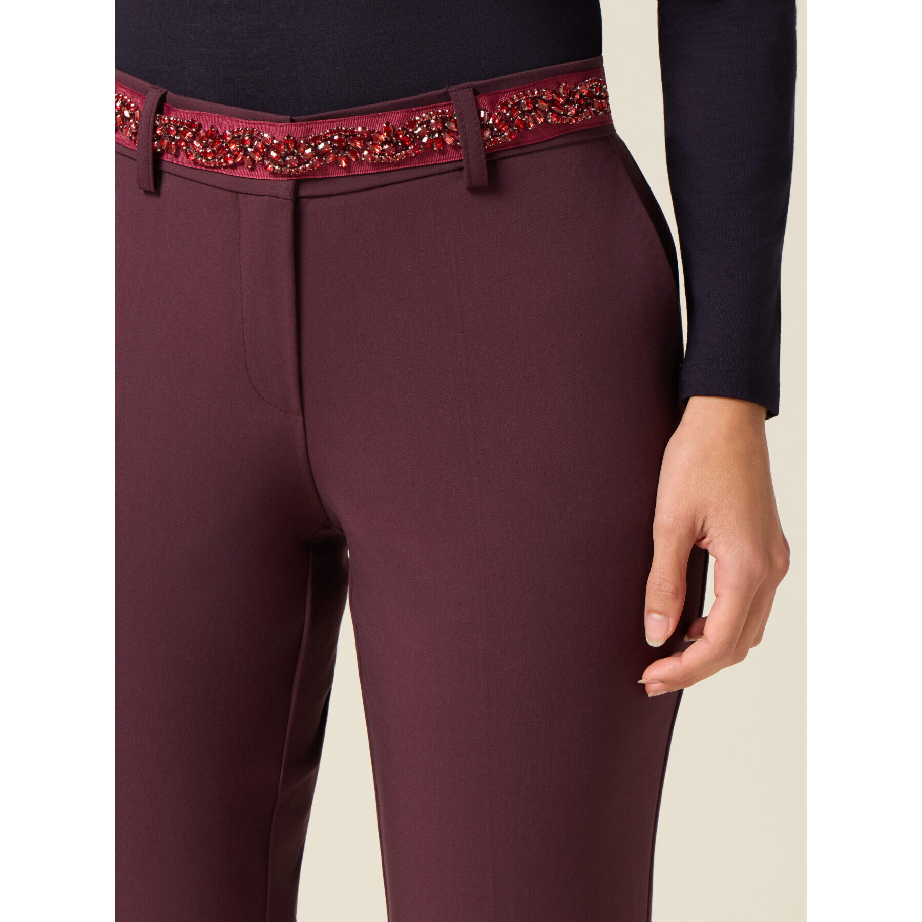 Oltre - Cinturón de tejido con aplicaciones - Rojo