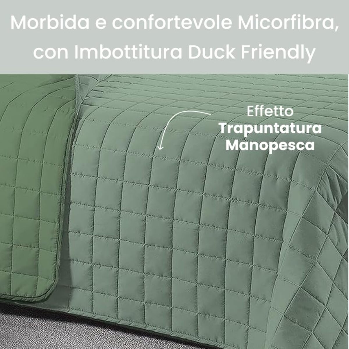 INTRECCI Copriletto Una Piazza E Mezza Estivo, Trapunta Estiva, 210x260 cm, Coperta Estiva, anche Primaverile, Double Face, Moderna, Leggera, Elegante. Colore: Verde/Salvia