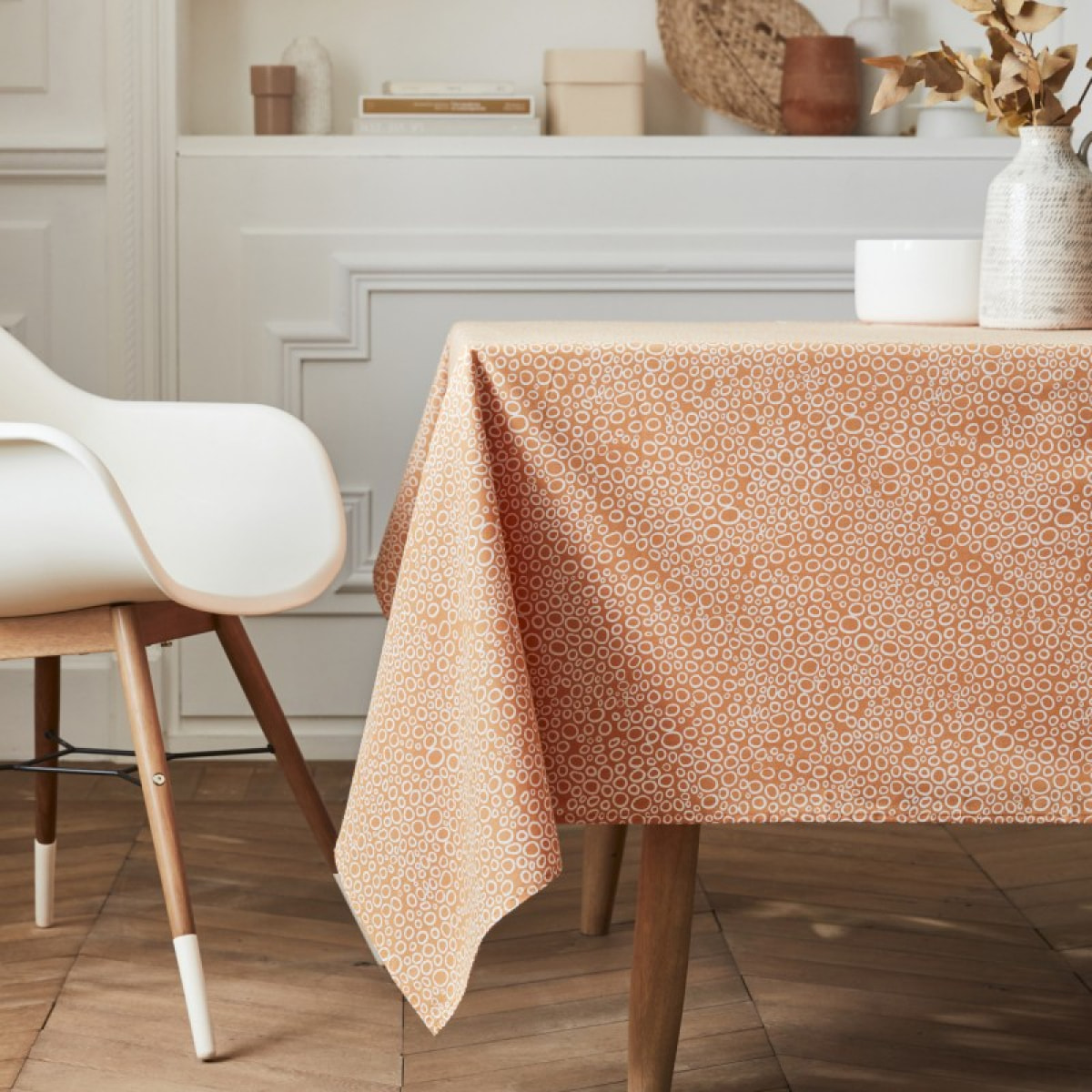 Nappe coton enduit BULLE safran