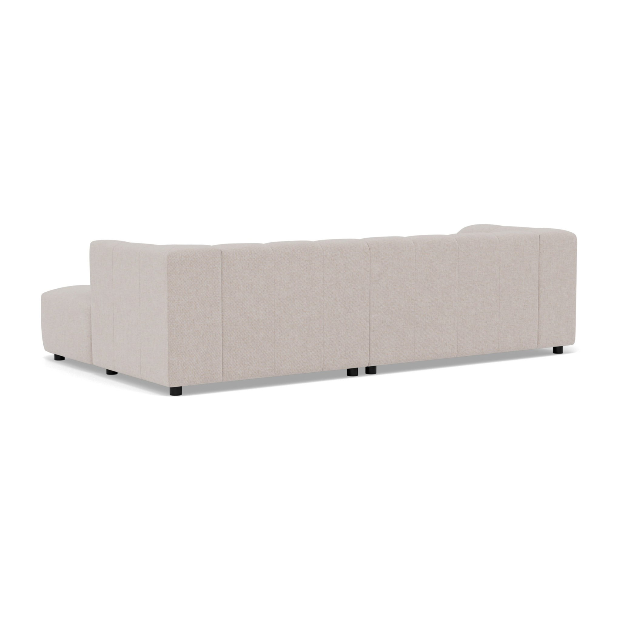 Curtis - canapé d'angle droit 4 places avec accoudoir en tissu texturé - Beige