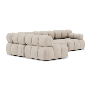 Ruby - canapé modulable d'angle gauche 5 places en velours texturé - Beige