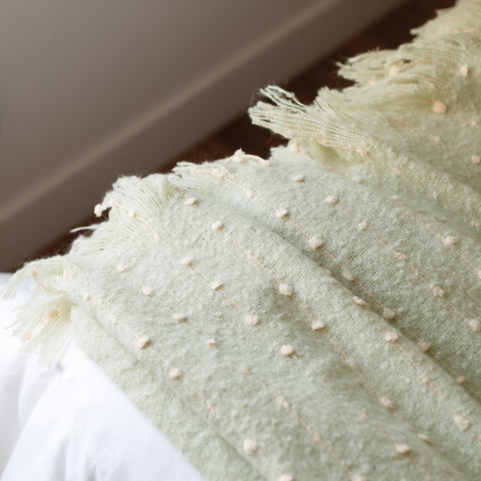 Plaid doux à franges aspect mohair - Vert