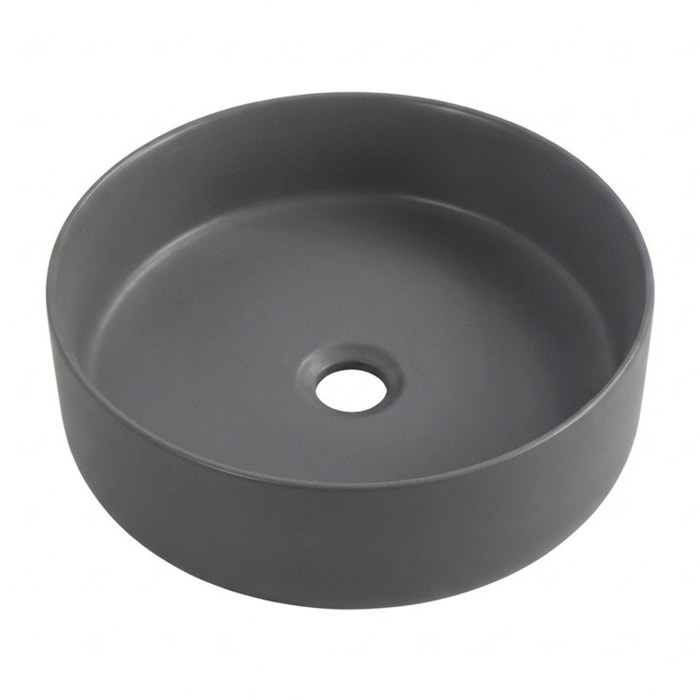 Vasque à poser ronde 36 cm hauteur 12,5 cm sans trop-plein gris mat PixL (CEPX3636GM)