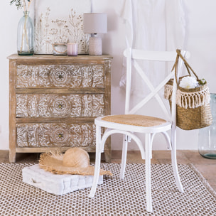 Chaise "Isak" hêtre et cannage blanc