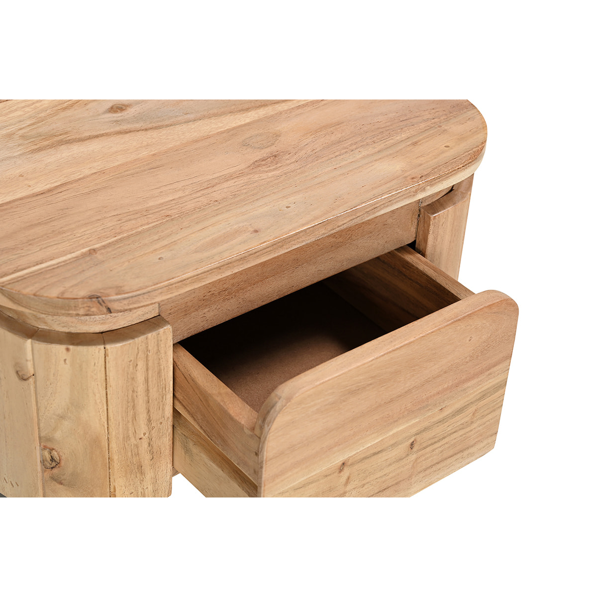 Table de chevet en bois massif et métal noir avec tiroir L45 cm NAPOLI