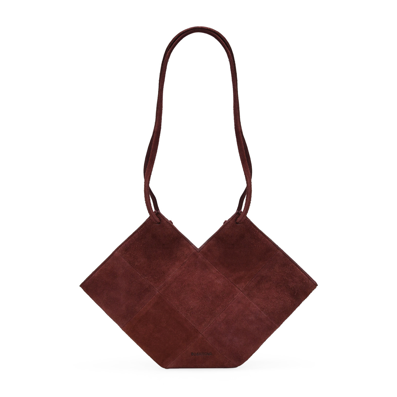 Bolso de hombro burdeos en serraje piel