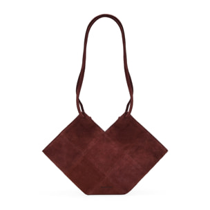 Bolso de hombro burdeos en serraje piel