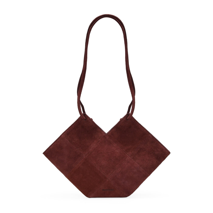 Bolso de hombro burdeos en serraje piel