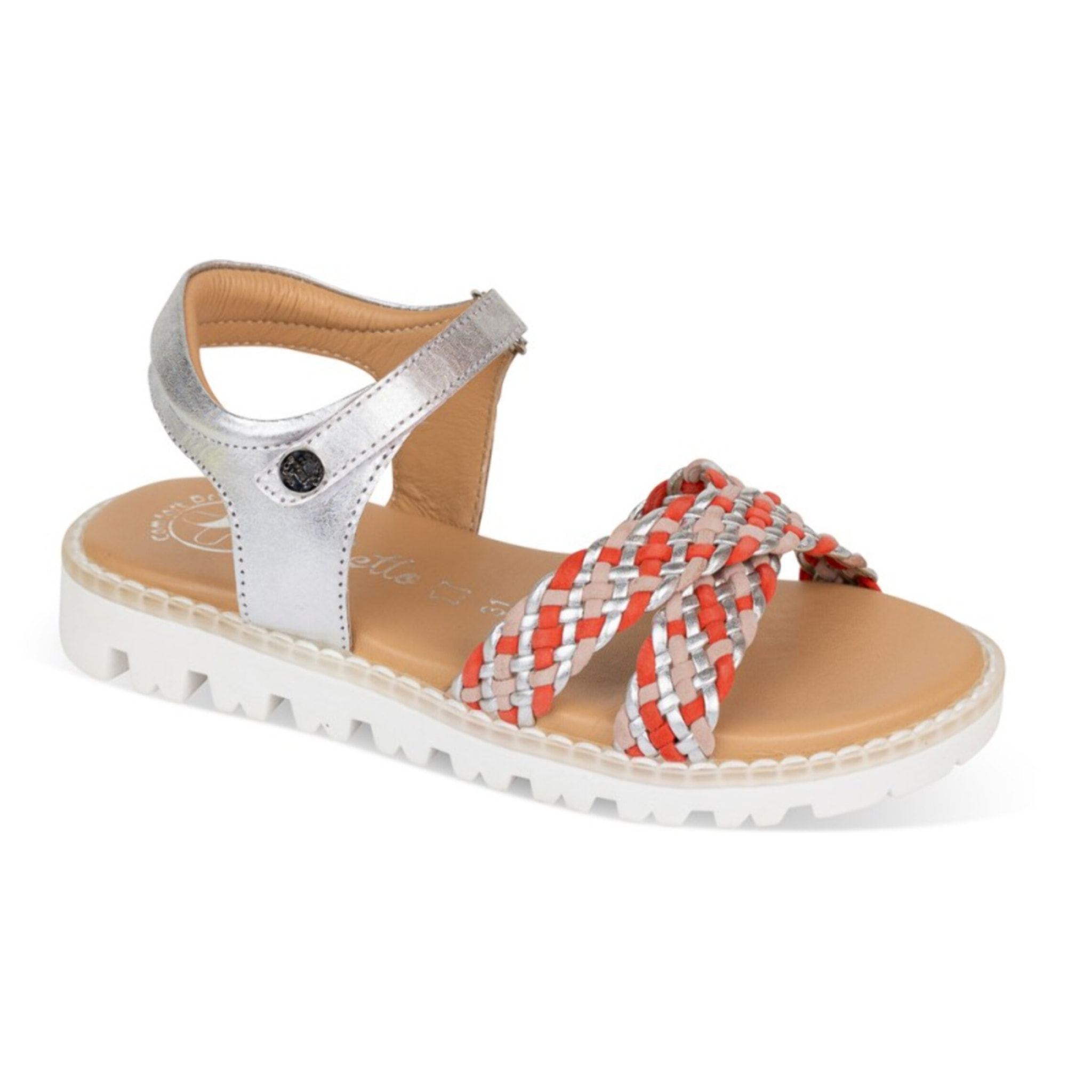 Sandalia Sport Piel Natural. Velcro/Trenza