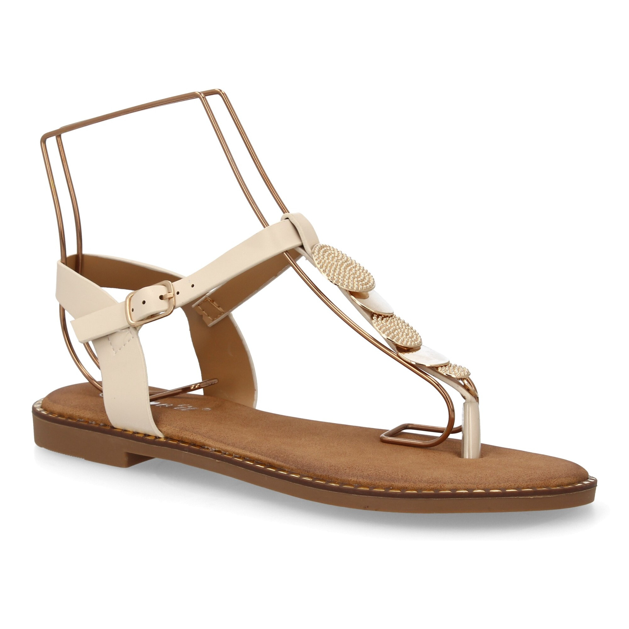 Sandalia de dedo con decoración en el empeine