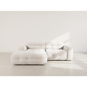 Diane - Canapé d'angle gauche 4 places en velours texturé - Beige