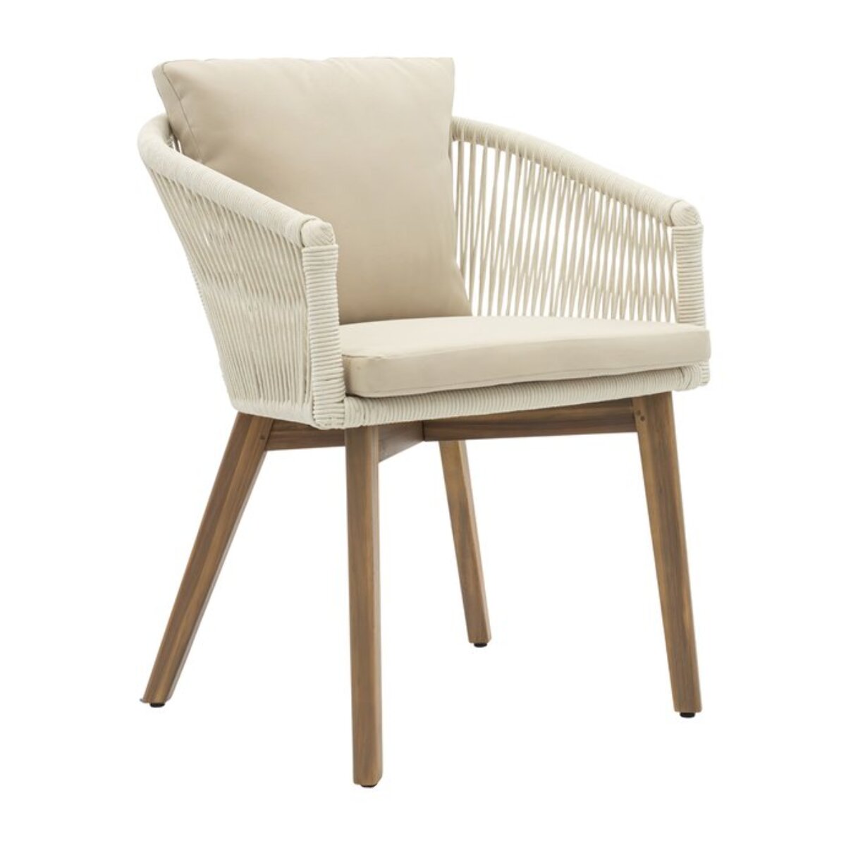 Chaise de jardin Nova -bois massif dacacia, corde et revêtement-couleur beige 60 x 84 x 63 cm