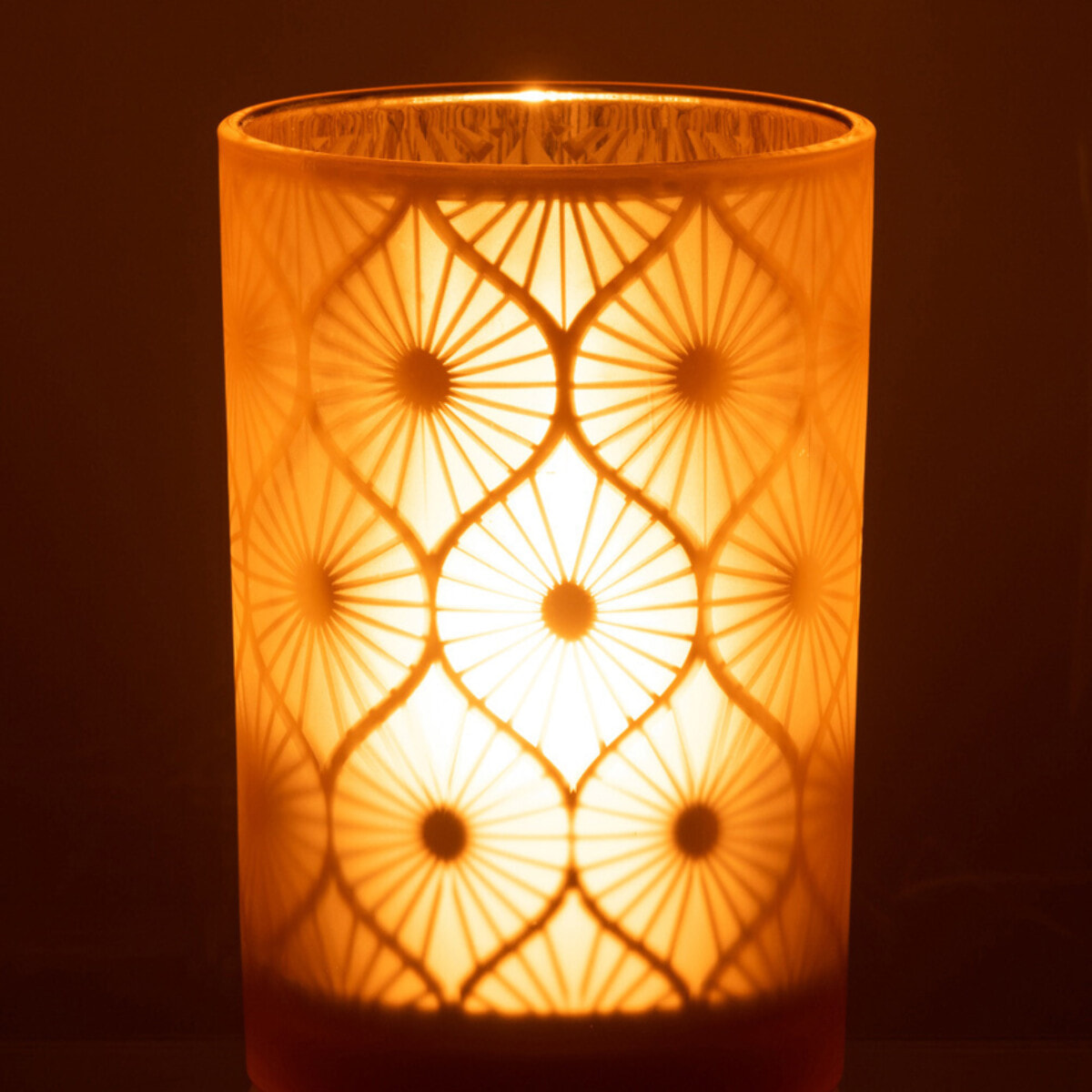 J-Line photophore Losange Fleurs - verre - jaune - large