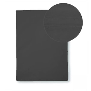 Drap plat percale de coton uni anthracite Giulia titane