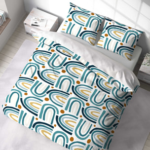 Parure housse de couette polyester bleu