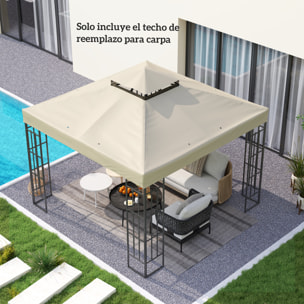 Techo de Repuesto para Cenador 3x3 m Cubierta de Repuesto 370g/ãŽ¡ con Techo Doble con Mosquitera Protección UV 30+ Toldo de Recambio para Pabellón Gazebo Crema