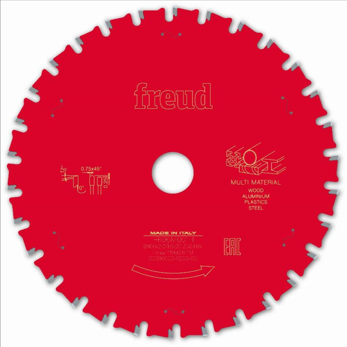 Lame pour scie circulaire portative FREUD - Ø160 2/1,6 AL20 Z30 TPB 0° - F03FS10114 -FR06M001H