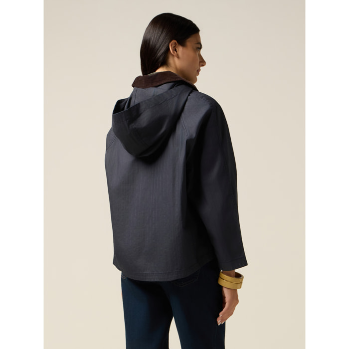 Oltre - Parka corto de algodón con capucha - Azul