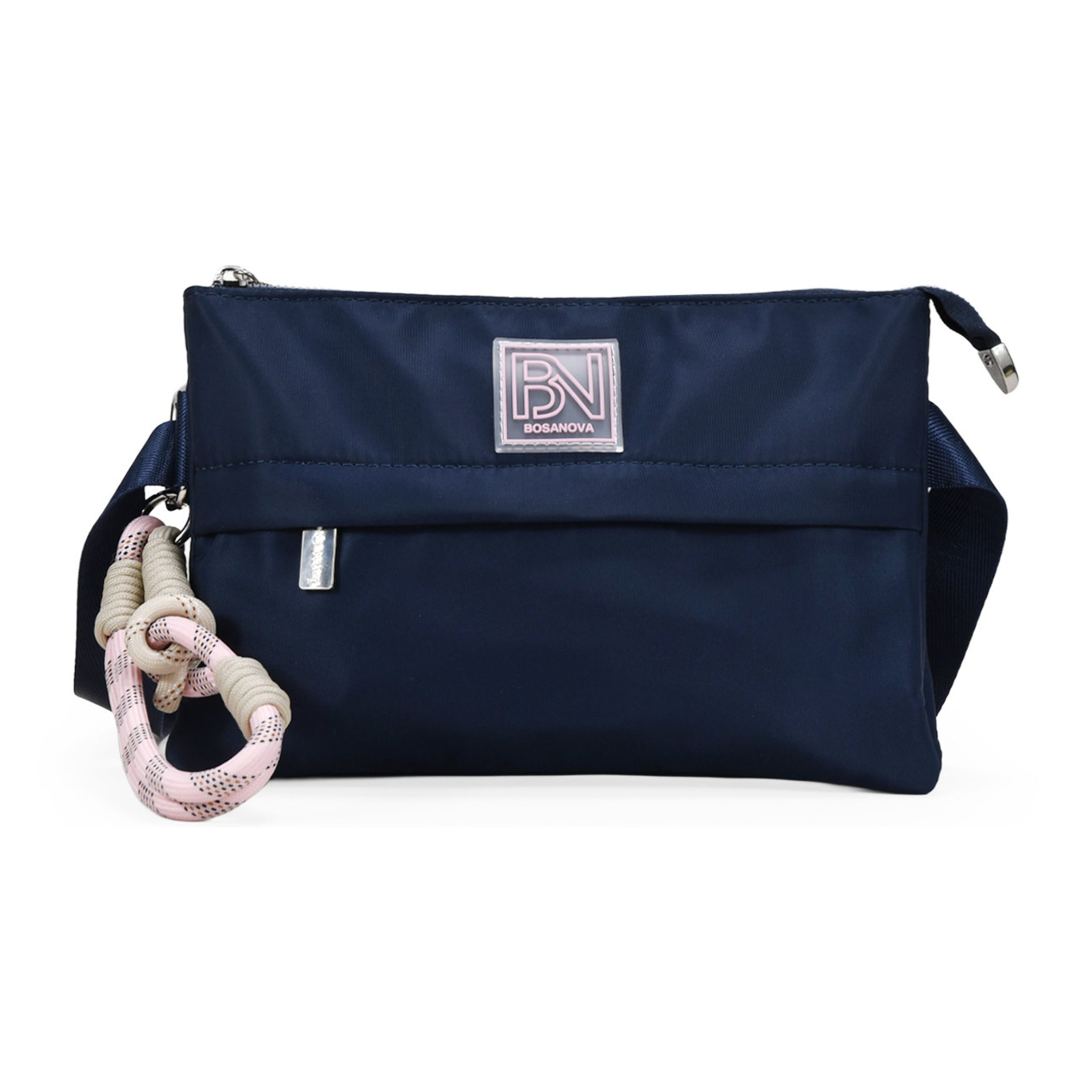 Bolso bandolera azul marino en nailon con dos compartimentos