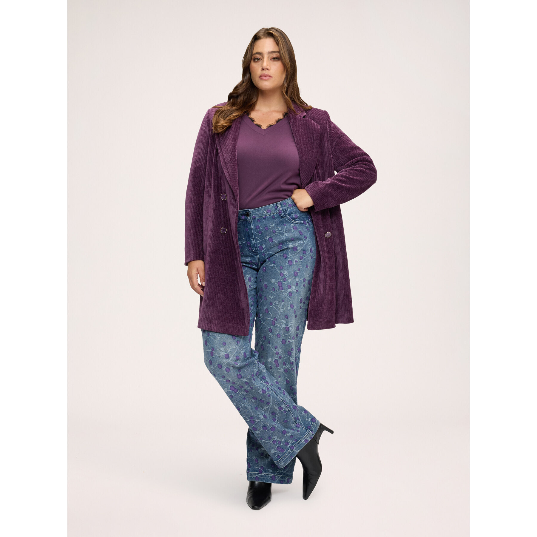 Fiorella Rubino - Jeans straight con ricami jacquard - Blu