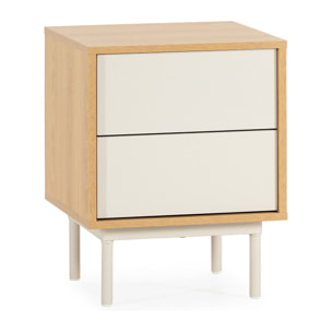 Mesita de noche Cuzco 2 cajones color Roble/Gris