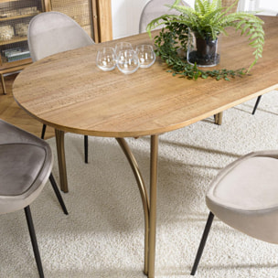 YSEULT - Table à manger ovale 6 personnes 180x90cm bois peuplier couleur naturelle