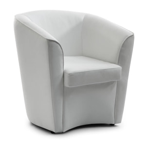 Poltrona Annaluna, Poltrona da salotto, 100% Made in Italy, Poltroncina relax in ecopelle, Cm 70x60h74, Bianco