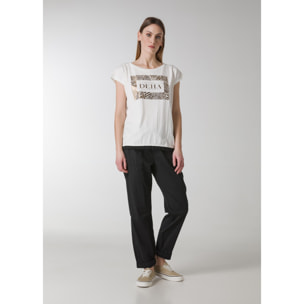 DEHA - T-shirt T-SHIRT WITH FRINGES in cotone per donna