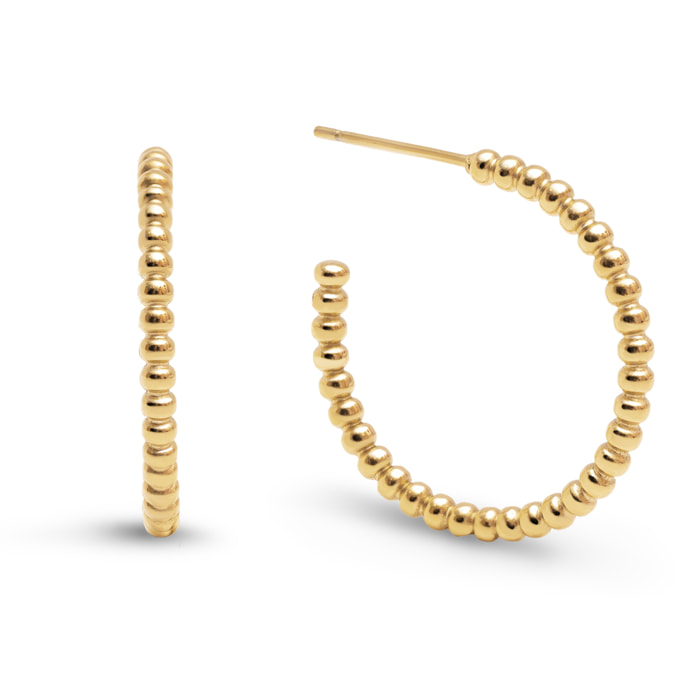 Orecchino Pebble Dots M  in Acciaio Placcato Oro