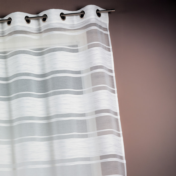 Voilage en jacquard à rayures horizontales - Ivoire