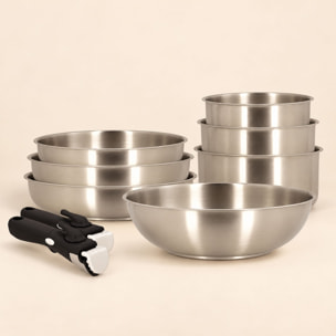 Batterie de cuisine 9 pièces en acier inoxydable - tous feux IRIS
