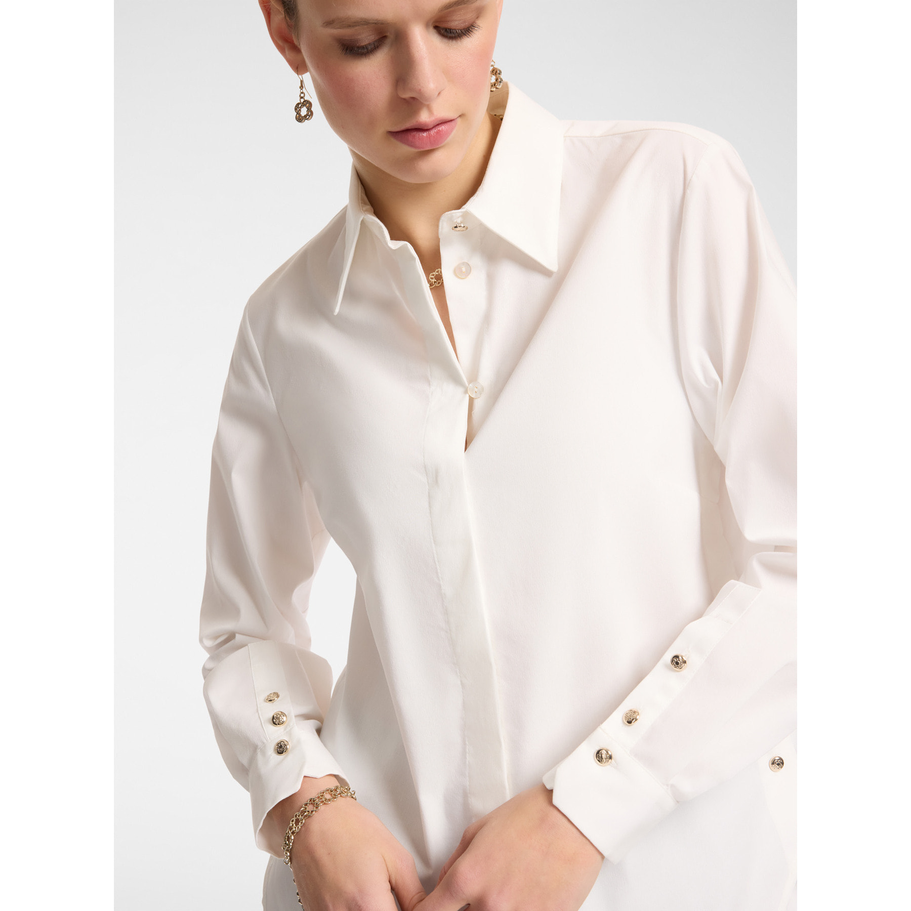 Elena Mirò - Camisa holgada de popelina - Blanco