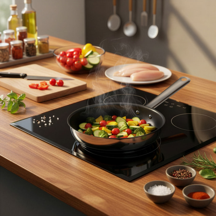 Elysée - Poêle 24cm inox revêtement anti-adhérent