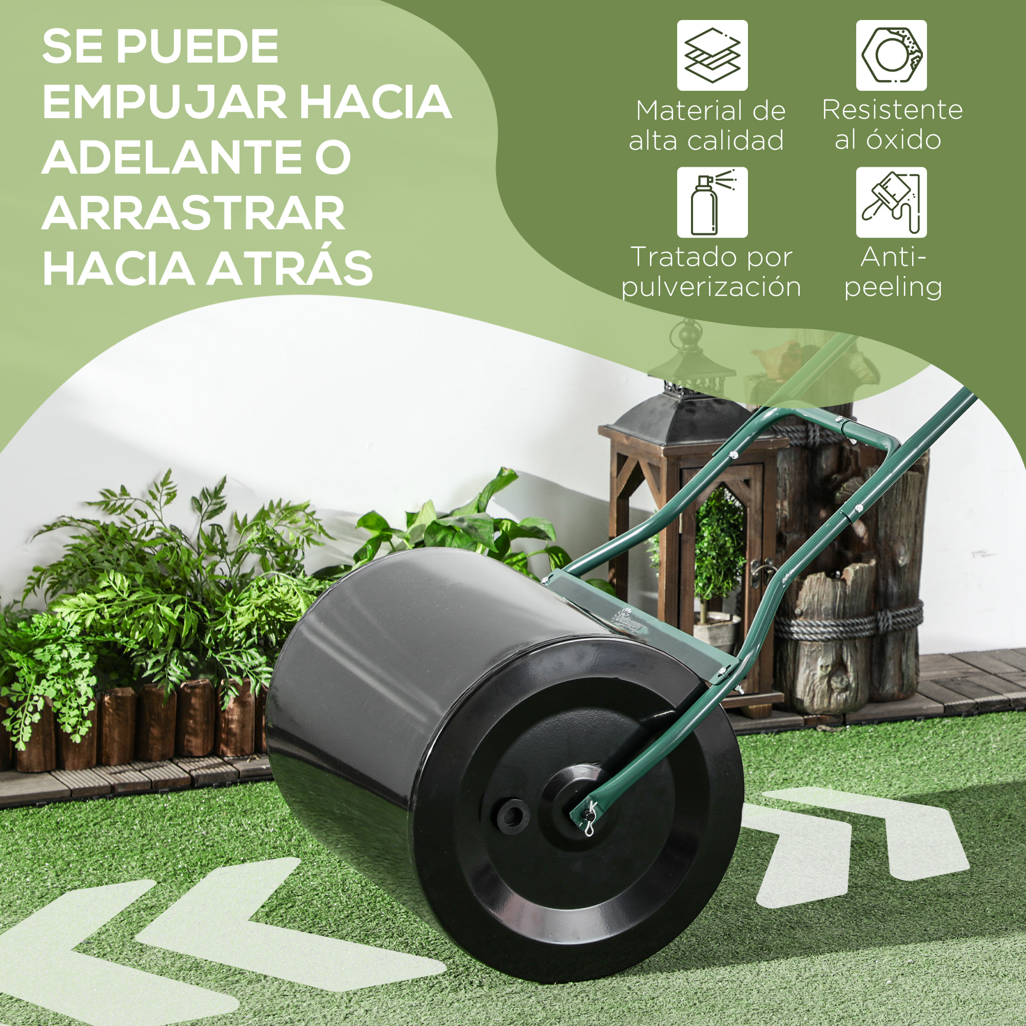 Rodillo para Césped con Capacidad de 60L Diámetro de 50cm