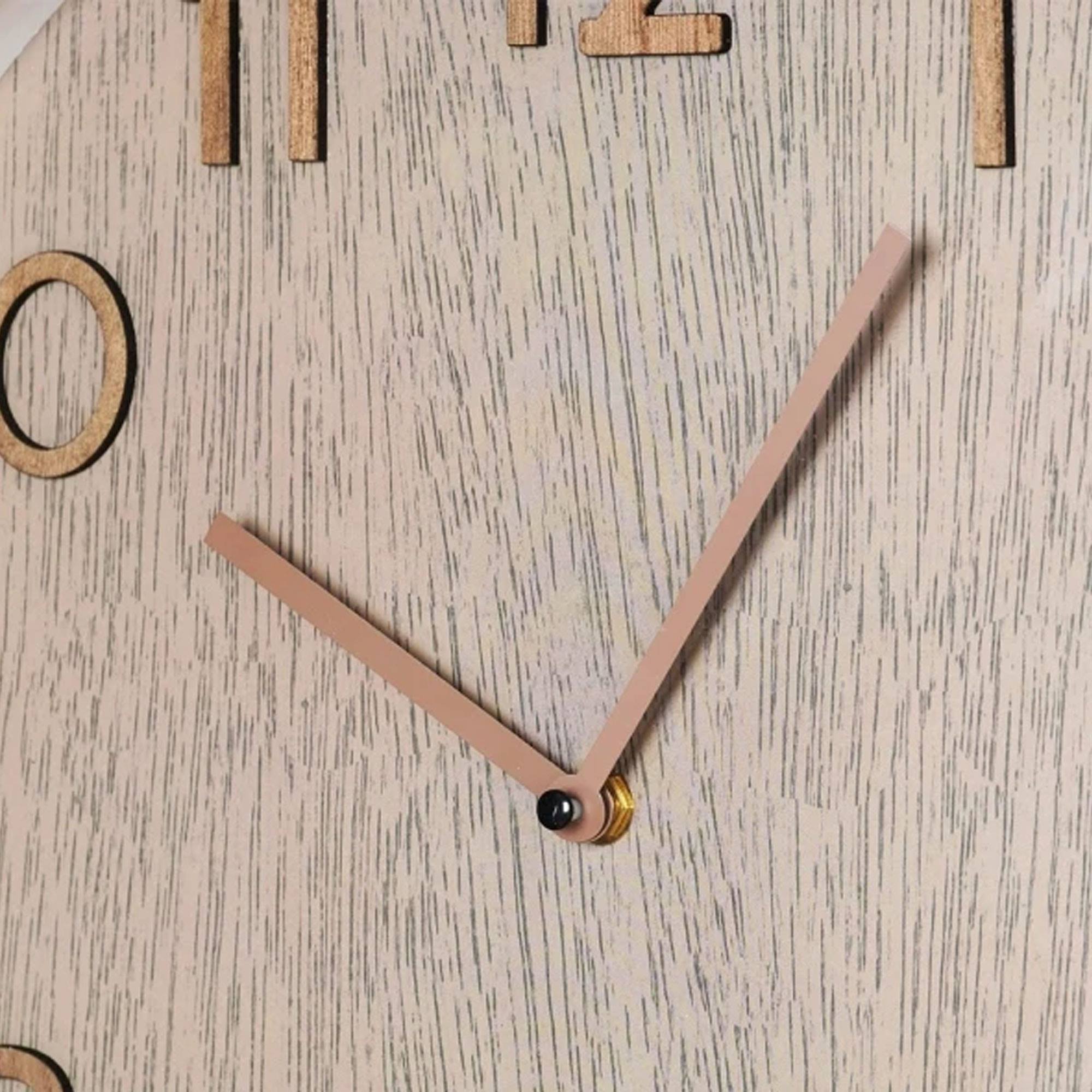 Well Home Reloj de Pared de Madera Aspecto Moderno color Marrón claro Ø38x5 cm