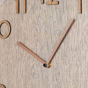 Well Home Reloj de Pared de Madera Aspecto Moderno color Marrón claro Ø38x5 cm