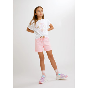 Camiseta de Niña Con Nudo en Blanco