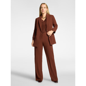 Elena Mirò - Blazer de crepé con botón Monogram - Marrón
