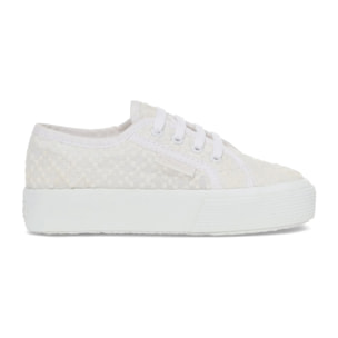 Superga Scarpe da donna WEDGE BAMBINA 2730 KIDS MACRAME RHOMBUS TOTAL WHITE