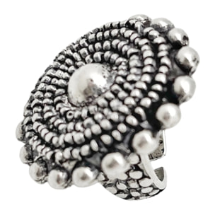 Anillo Charro con base en relieve. Plata chapado efecto envejecido